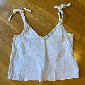 White linen Zara tank with tie straps